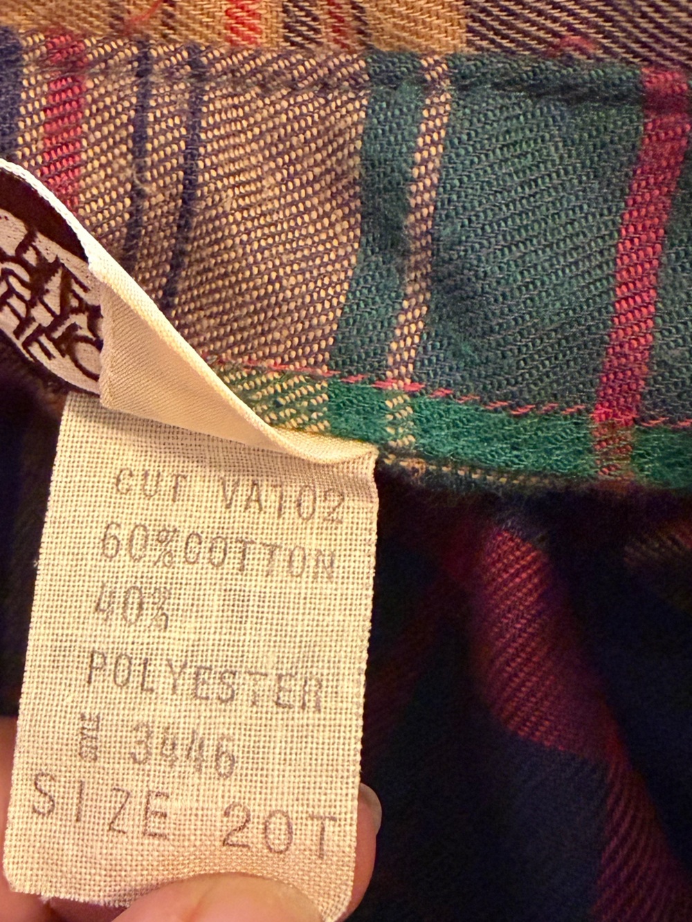 Vintage 70's Plaid Ruffle Collar Women's L Button Up Cotton Blouse - Picture 9 of 11
